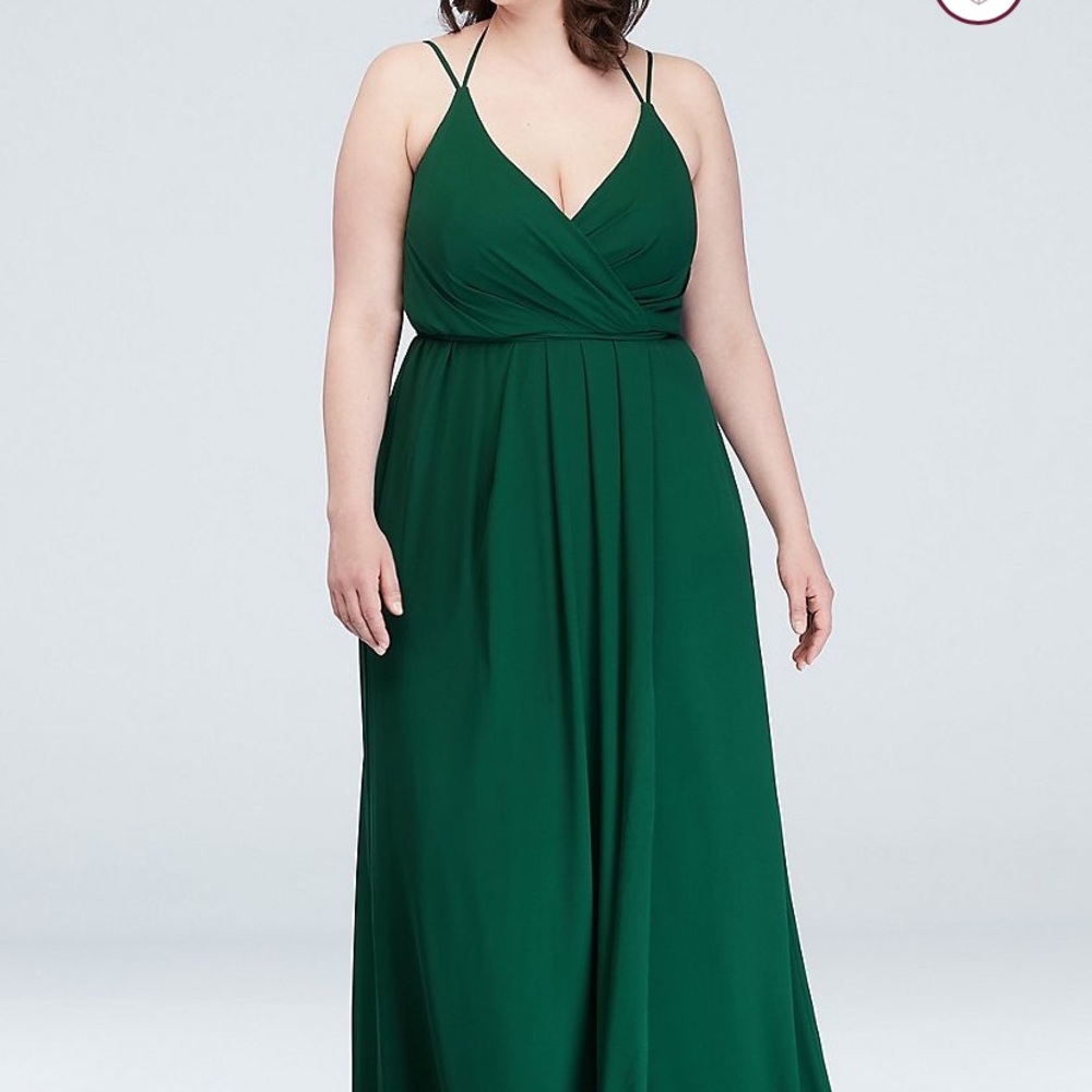 Double-Strap Long Georgette Bridesmaid Wrap Dress - Picture 3 of 4
